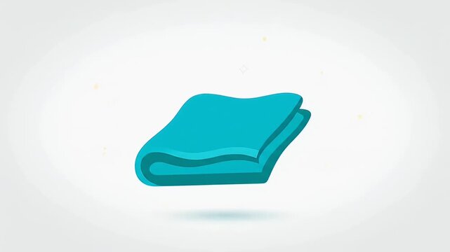 Clean folded blue towel with sparkles vector illustration on white background