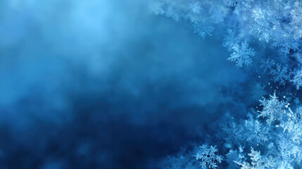 Obraz premium Serene blue gradient background with beautiful white snowflakes. magical abstract winter design for Christmas holiday or festive cold weather