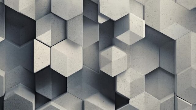 Abstract architectural texture of interlocking concrete cubic blocks with stark shadows forming a modern geometric facade for design projects and storytelling