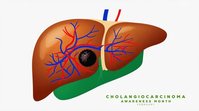 Cholangiocarcinoma awareness month. Bile Duct Cancer Awareness. Cholangiocarcinoma concept animation video.