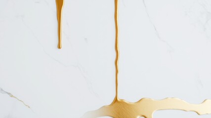 Caramel Drizzle on White Surface: Abstract Food Photography.