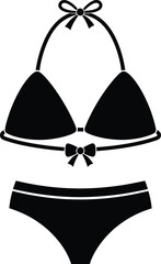 Shop black bikini swimsuit with bow vector illustration clip art icon eps silhouette