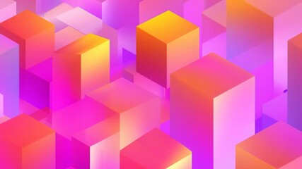 Abstract vibrant geometric cube composition in a warm pink orange purple gradient with glowing light, creating a modern futuristic design for technology and creativity - Powered by Adobe