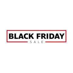 Black Friday Sale Minimalist Banner with Red Outline and Clean Typography
