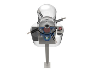 Professional Automatic Fish Feeding System 3D, High-Capacity Industrial Stand-Mounted Centrifugal Rotary Spreader Device for Large Scale Hatchery and Marine Aquaculture Farming, Isolated Digital Rende