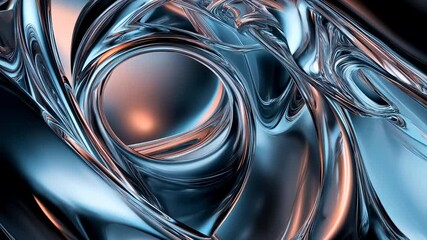 Abstract metallic blue intertwined tubes and glossy curves form a futuristic industrial scene with reflections and dynamic lighting, suitable for tech design - Powered by Adobe