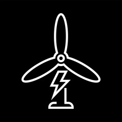 Outline windmill with lightning clipart. Vector stock illustration