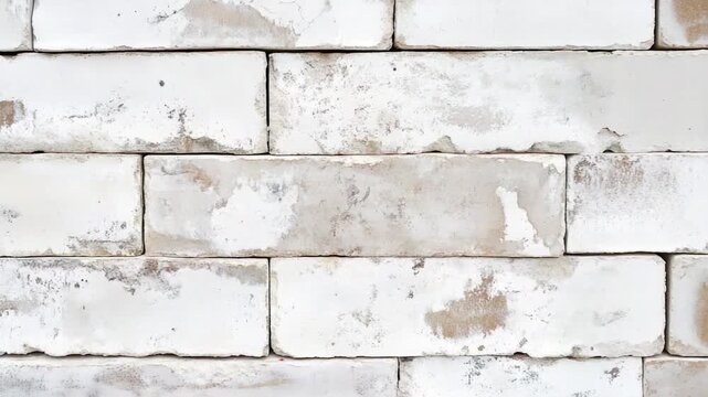 A white brick wall with a red fire hydrant installed