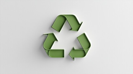 Obraz premium Green Flat Icon Recycling Symbol in Vector Style for Environmental Themes