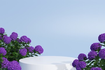 Marble Podium Circular Leafs Plants for Product Presentation