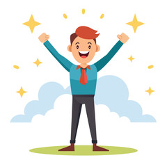 A happy businessman celebrating success isolated on