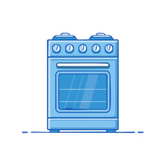 Fototapeta premium Cartoon Blue Kitchen Oven Illustration Appliance for Baking and Cooking