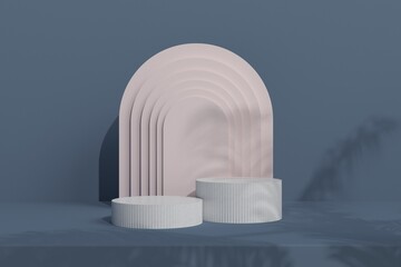 Marble Podium Circular Leafs Plants for Product Presentation