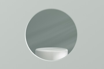 Marble Podium Circular Leafs Plants for Product Presentation