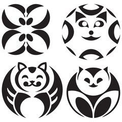 
Set geometric logo cat isolated eps 10