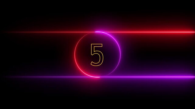 Stylish 10-Second Circle Countdown Timer with Alpha Channel, countdown digital circle icon on black background.