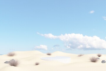 Marble Podium Circular Leafs Plants for Product Presentation