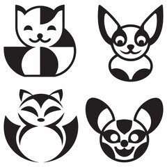 
Set geometric logo cat isolated eps 10