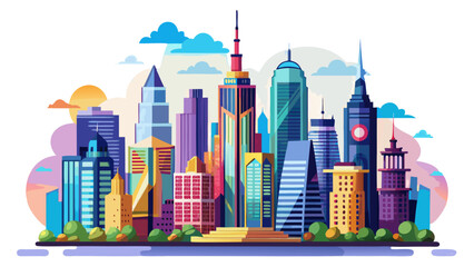 Very beautiful isolated New York City skyline in PNG format, featuring iconic skyscrapers and architectural landmarks against a transparent background, perfect for design and creative projects.