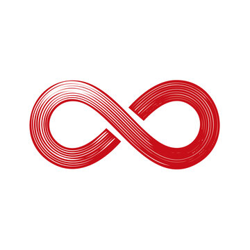 Abstract Red Infinity Symbol with Brushed Texture
