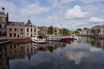 View of the city harbor of Goes, Netherlands © dihetbo