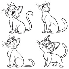Set line art cat and illustrator isolated eps