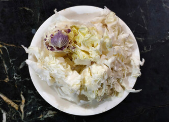 Chopped Mixed Cabbage Salad in White Bow