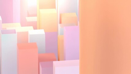 Soft pastel cubic cityscape made of colorful 3D blocks forming an abstract skyline with smooth gradients and geometric architecture for a modern minimalist design vibe - Powered by Adobe