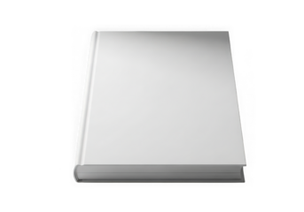 Blank white book cover isolated on transparent background
