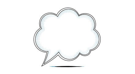 A hand-drawn comic book style speech bubble with a dotted texture and a dark shadow underneath.