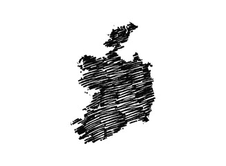 Ireland map hand drawn Sketch Scribble background vector. Freehand Sketch map, vintage hand drawn map.
