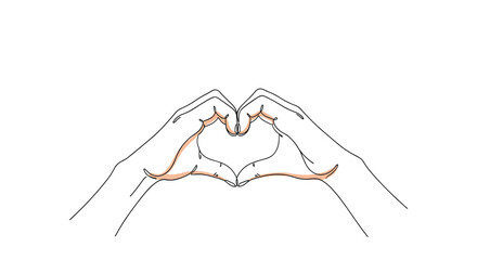 Two hands forming a heart shape with delicate peach coloring on the fingers.