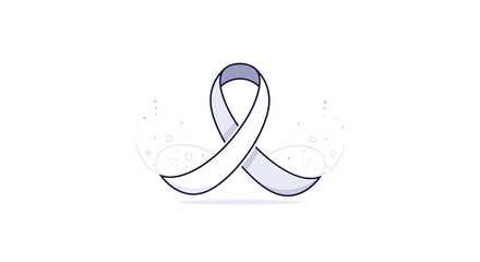 Minimalist illustration of a white awareness ribbon with subtle decorative elements against a clean white background.