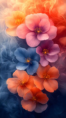 Vibrant Floral Fusion A Watercolor Display of Blooming Colors and Delicate Petals in Artistic Harmony