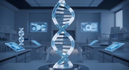 Dna helix illustrating genetic blueprint in futuristic laboratory
