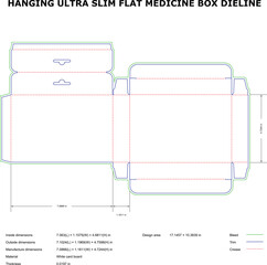 Hanging Ultra Slim Flat Medicine Box Dieline