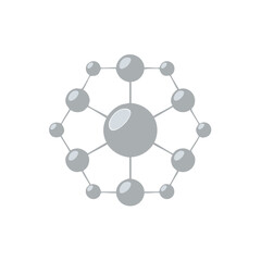 Network Connection Diagram of Gray Spheres and Lines Representing Molecule or Business Model