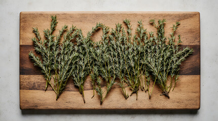 Rustic Cutting Board with Fresh Herbs