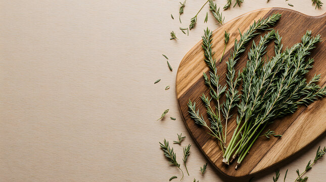 Rustic Cutting Board with Fresh Herbs - Powered by Adobe