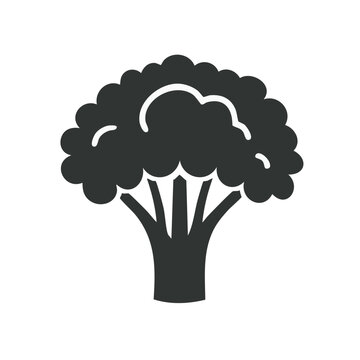 Dark broccoli floret silhouette against light background for healthy cooking themes