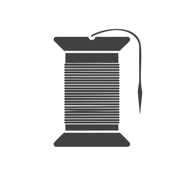 Spool of Thread with Needle Icon Graphic