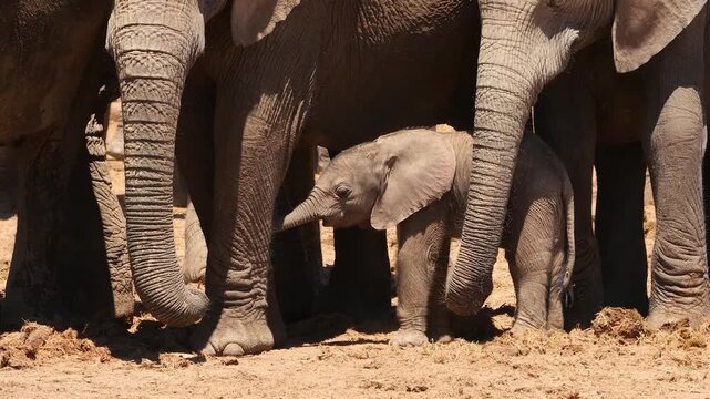 elephant baby between the legs of elephants 150      
