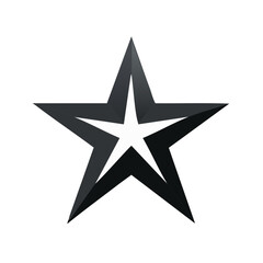 Obraz premium Geometric Black Star Shape with White Center Isolated on White Background