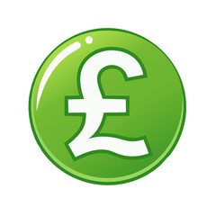 Fototapeta premium Green round money icon with pound sterling sign for business finance themes