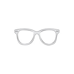 Fototapeta premium Stylish gray eyeglasses with thin frames and clear lenses on a white background