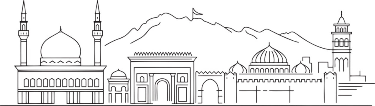 black and white city skyline drawing clip art preview