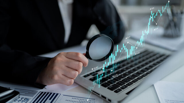 Stock market analysis with candlestick chart and price movement trend line, highlighting global financial trends, stock trading, and investment strategy insights Latch