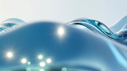 Close up of a vivid blue glass-like ribbon flowing in smooth waves, an abstract futuristic design evoking fluid motion, digital artistry and modern technology aesthetics with polish - Powered by Adobe