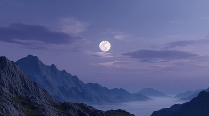 Obraz premium Breathtaking Obsidian Peaks Under a Luminous Moonlight Above Mountain Range