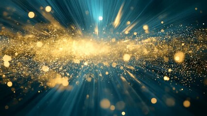 Abstract golden particle light burst with radiant streaks creating a dynamic futuristic background for branding, innovation campaigns, celebration visuals, and marketing materials